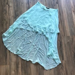 Light Blue Skirt Asymmetrical Skirt Sheer fabric